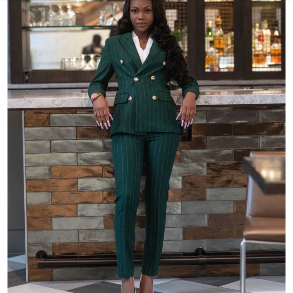 Green Pin Stripe Suit